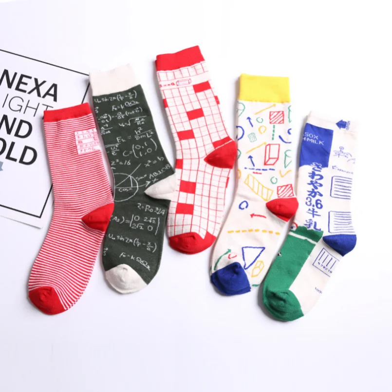 5 pairs Vintage Socks cotton Women Ladies Funny Socks Happy graffiti Novelty Creative Japanese Harajuku Hosiery 2023 New