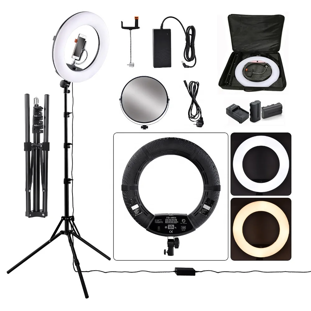 

battery operated 18 inch 96w ring lamp fill light for makeup video live studio vlogging kit home use beauty equipment