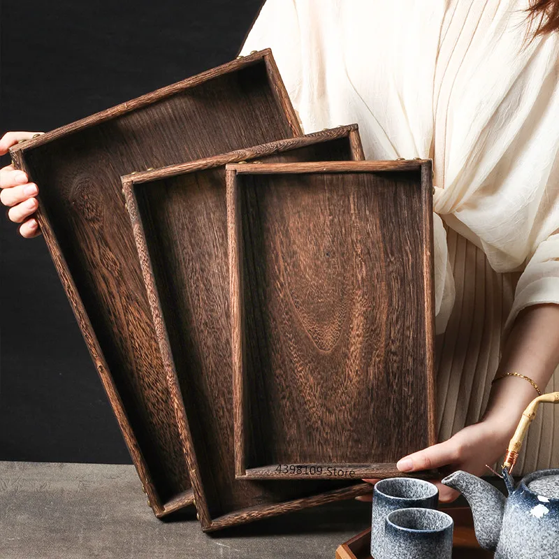 

Japanese tableware wooden tray food tray creative rectangular wooden tea tray home kitchen storage tray restaurant service tray