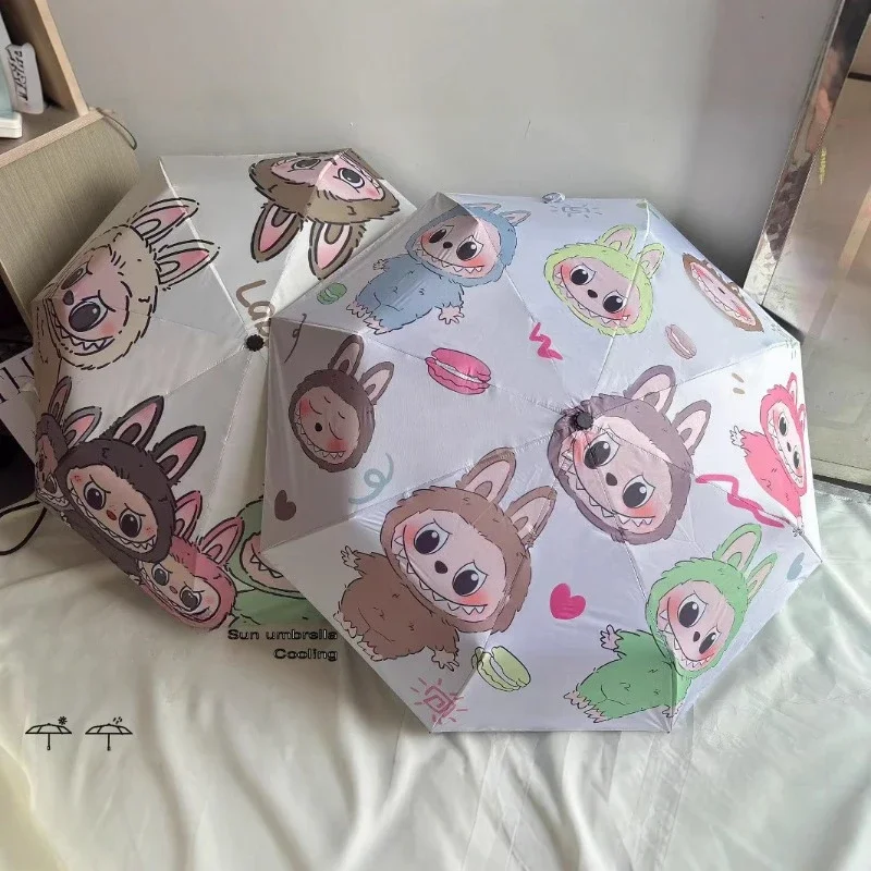 Новый стиль зонт Labubu милый мультяшный и защита от ультрафиолета портативный