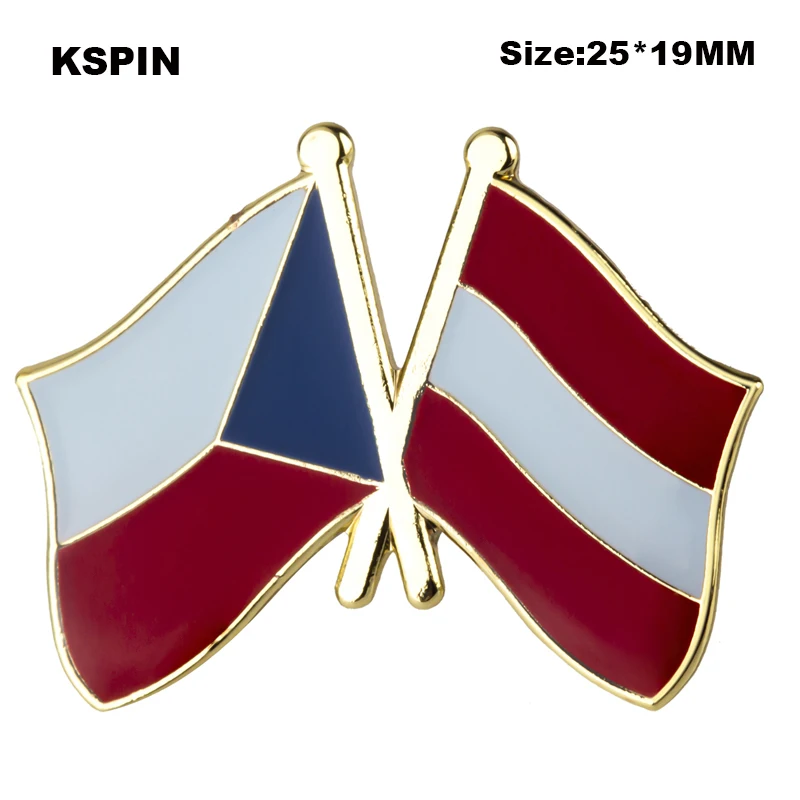 

Czech Rep. & Austria Flag Badge Pins Badge Brooch Badges on Backpack Pin Brooch