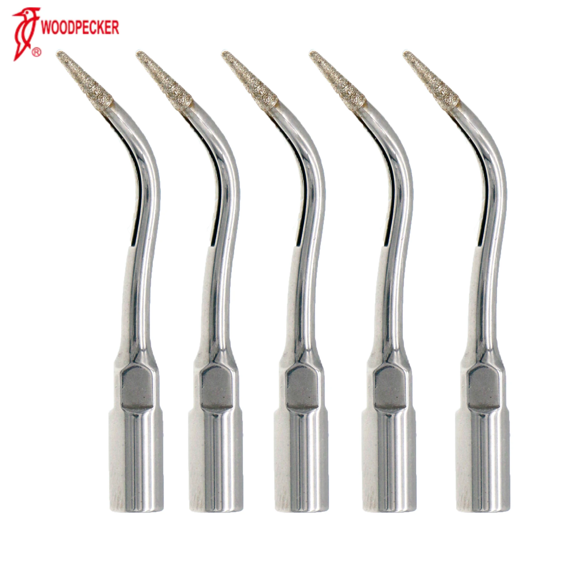 5Pcs Woodpecker Dental Ultrasonic Scaler Endo Diamond Coating Cavity Preparation Scaling Tips P4D Fit EMS UDS