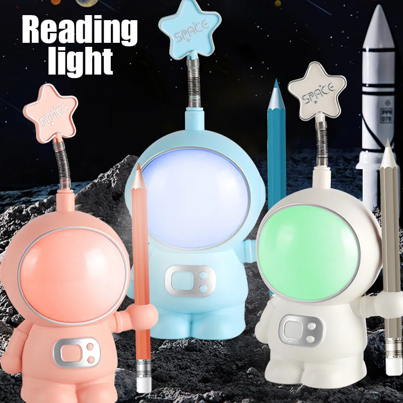 

Astronaut USB Night Light Creative Dimmable Space Man Desk Lamp Eye-Protection Pen Holder For Student Study Reading Book Lights