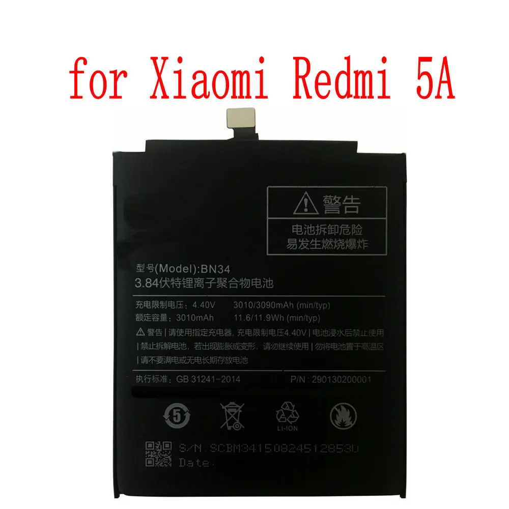 

Высококачественный аккумулятор BN34 на 2910 мАч для сотового телефона Xiaomi Redmi 5A