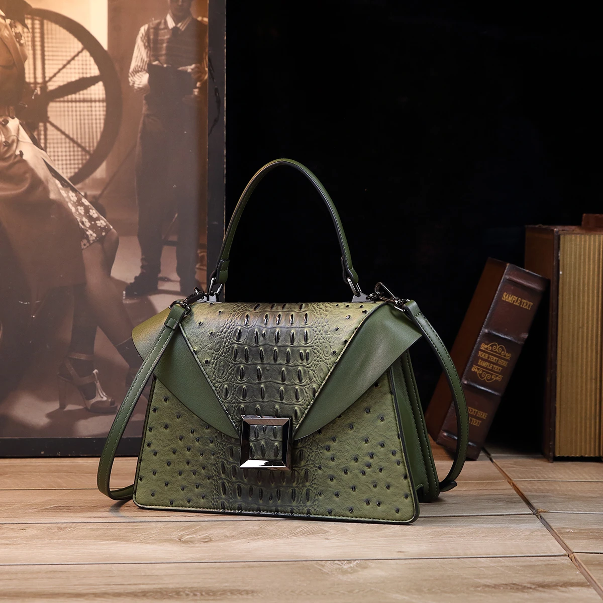 Женская сумочка в стиле ретро с крокодиловым узором элегантная и модная женская