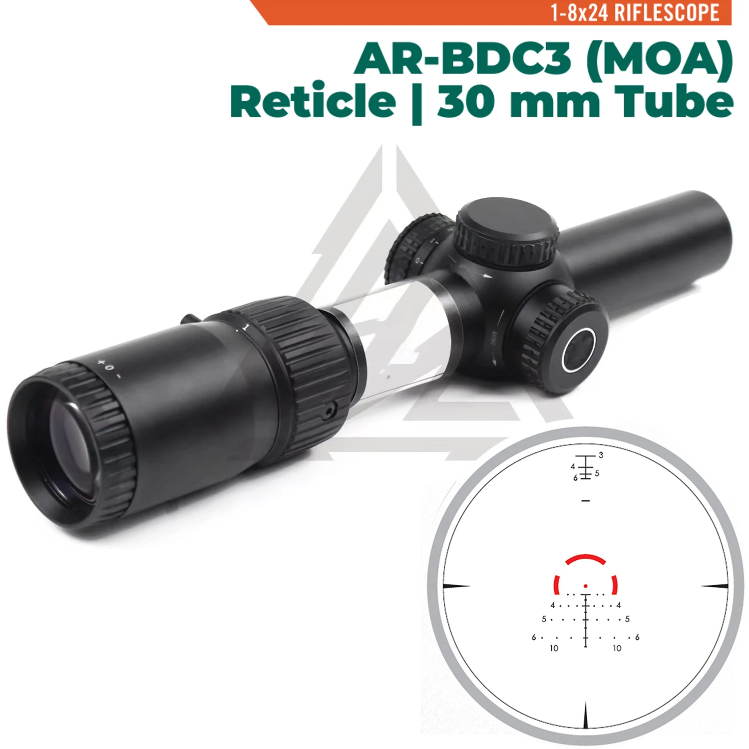 

100% Original 1-8x24 Second Focal Plane Riflescopes Tube BDC-3 (MOA) Reticle Tactical Optics Fit for 7.62 5.56