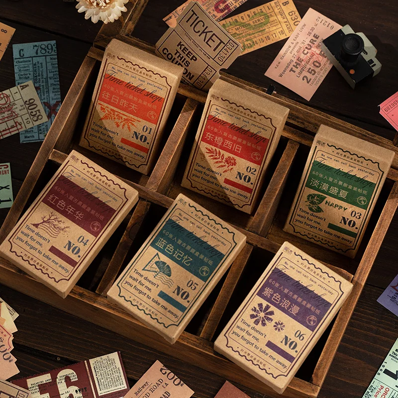 

60 шт., винтажные наклейки с надписью для скрапбукинга