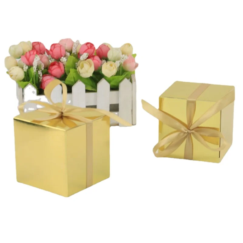 

50pcs/lot 7.5cm Solid Color Square Box New Candy Box Multi-color Optional Square Wedding Candy Box Wedding Party Are Available