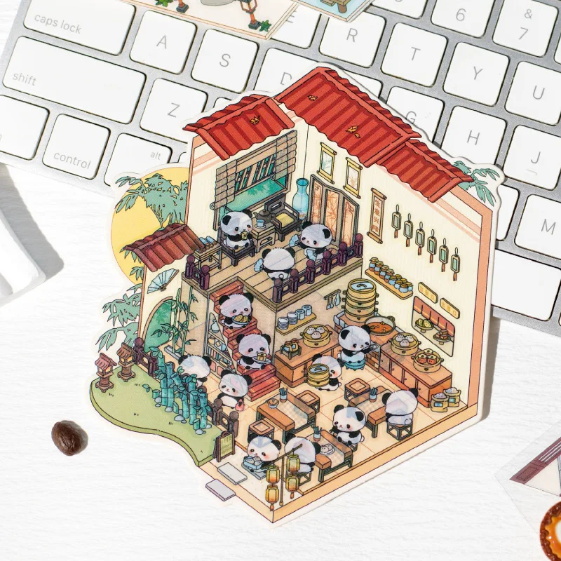 Милые наклейки Pandan Village Landscaping сделай сам 3D сложенный дом визуальные миниатюрные