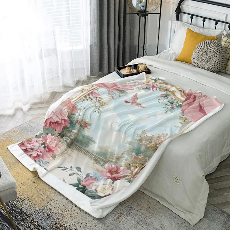 

Цветочная садовая сцена, фланелевое покрывало из микрофибры, одеяло для спальни, гостиной, дивана, мягкое и удобное украшение для дома