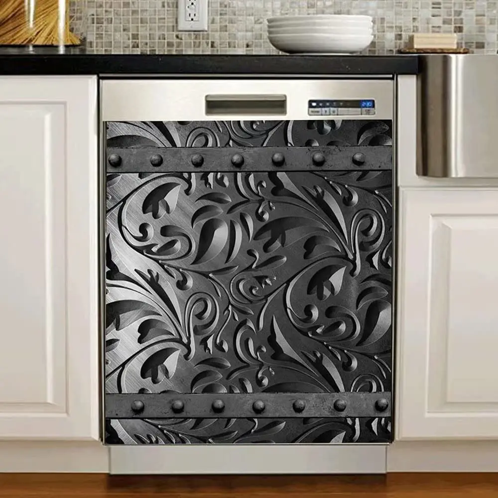 

Thuepak 3D Floral Dishwasher Magnet Metal Flower Cover,Engraved Dark Pattern Sticker for Fridge,Refrigerator Magnetic Panel Deca