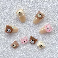 10pcsbag cartoon bears nail art jewelry 3d brown frosting transparent bear pattern nail decoration kawaii nail art accessories