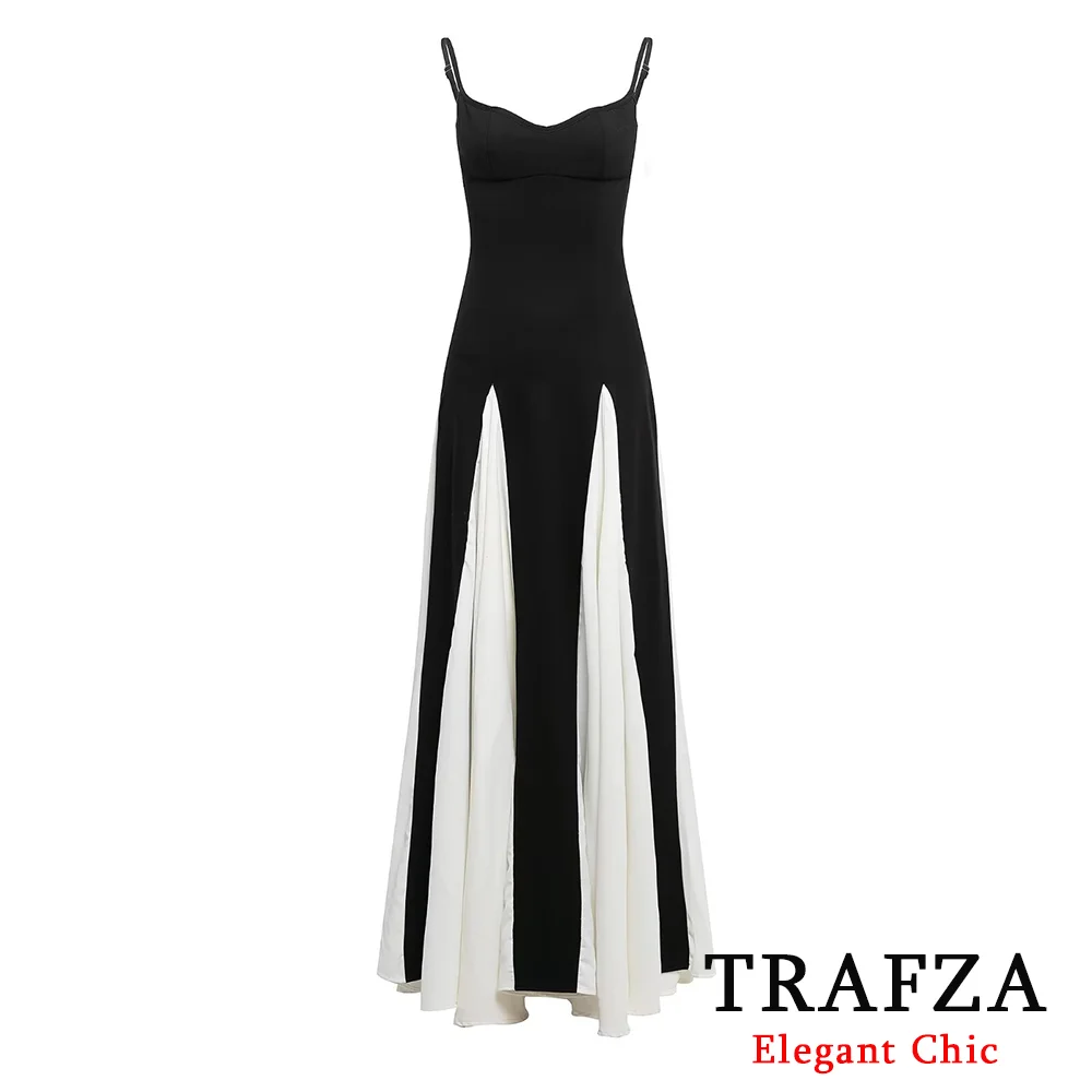 TRAFZA черное белое платье
