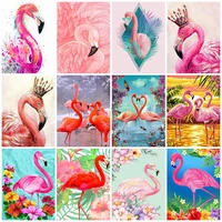 diamond embroidery pink flamingo full square diamond painting animal cross stitch rhinestone mosaic picture home decor
