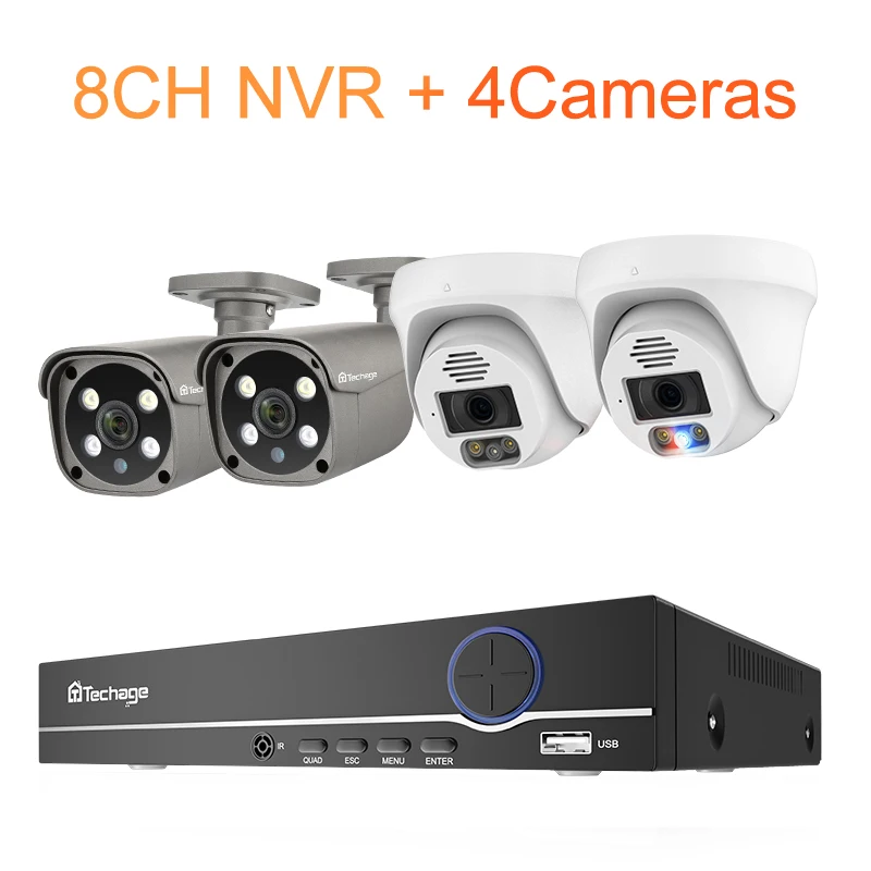 

Techage 8CH 5MP POE CCTV система безопасности