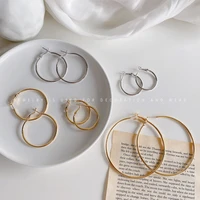 2022 korean fashion temperament ins gold silver simple circle earrings for womens jewelry wedding party gifts