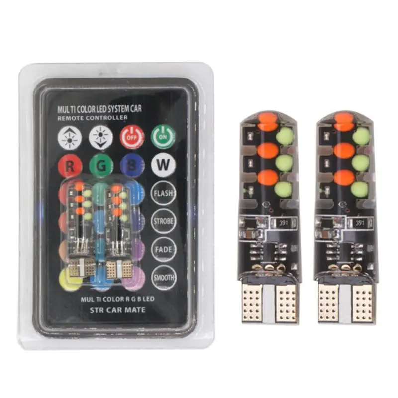 2 шт. автоматическая лампа для чтения T10 W5W RGB светодиодная внутреннего купола