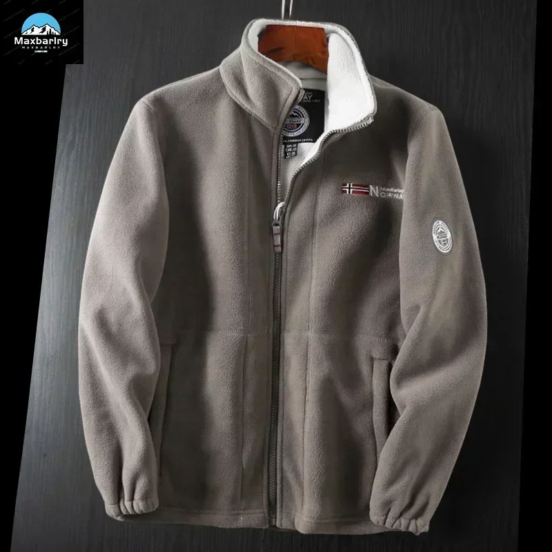 Новинка 2024 зимняя утепленная флисовая мужская куртка с карманами повседневные