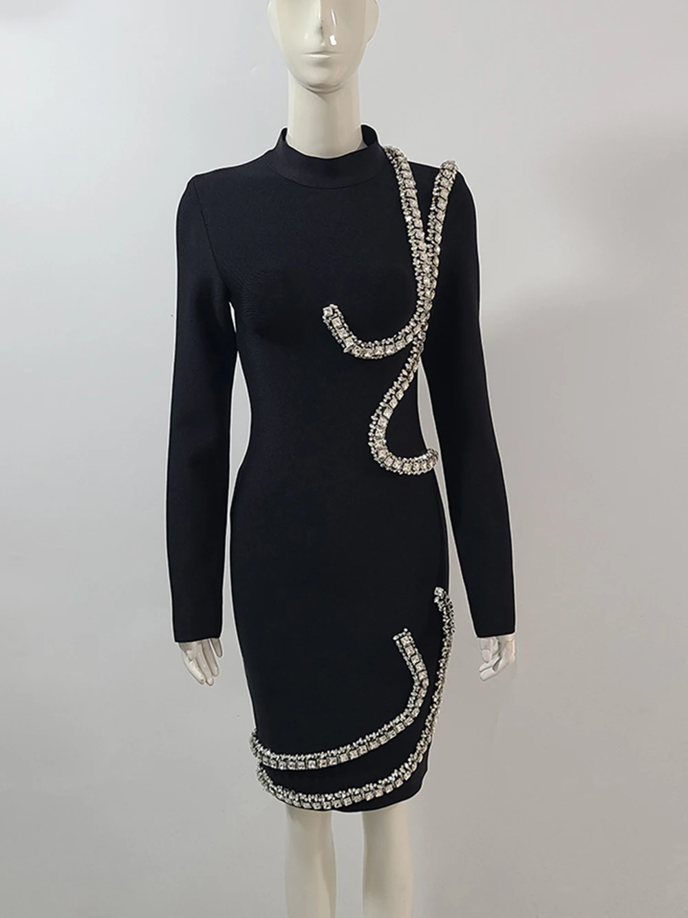 Modphy женское сексуальное мини-бандажное платье знаменитостей с длинным рукавом и