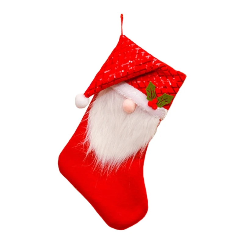 

Рождественские чулки, большой Рождественский чулок, украшение 17 дюймов, 3D блестки, плюшевые шведские гномы, чулки для дома, праздника, вечер...