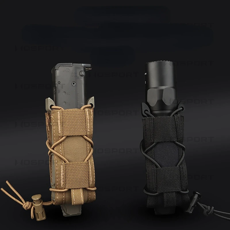 

Tactical 9mm Magazine Pouch Hunting Single Magazine Bag Outdoor Molle Flashlight Pouch Torch Holder Hunting Knife Holster Bag