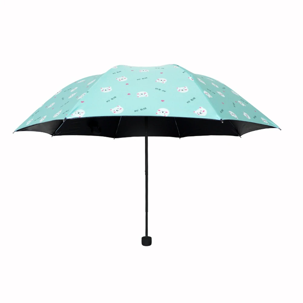 Креативные зонтики с мультяшным медведем тройного сложения от солнца для