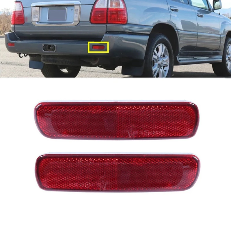 

1 Pair Car Rear Bumper Reflector Brake Lamp Taillight Parking Fog Light For Toyota Land Cruiser Lexus LX470 1998-2007