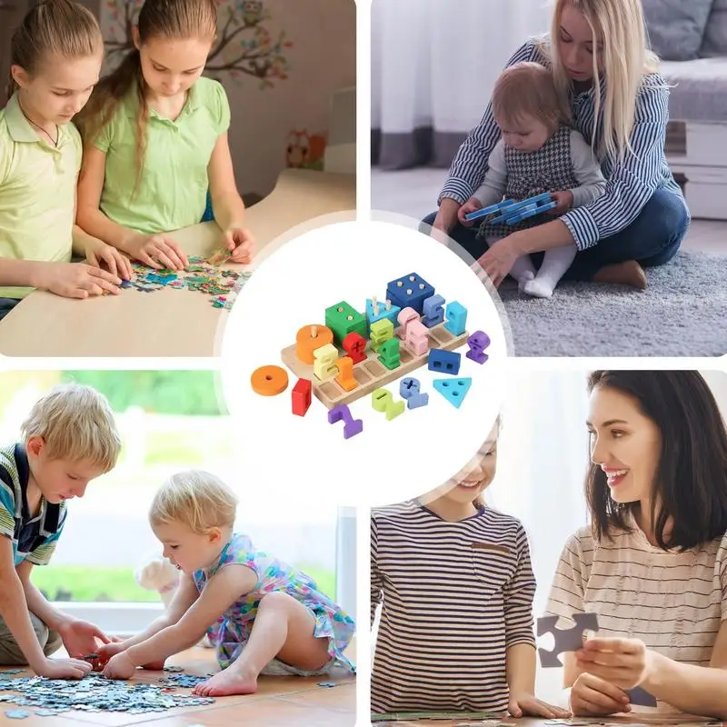 Деревянный сортировщик форм головоломка с номером игрушки для подсчета малышей