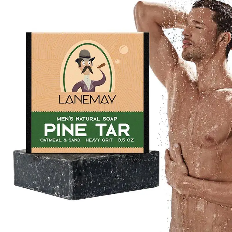 

Pine Tar Soap Men's Natural Soap For Dry & Normal Skin Essential Soap Moisturizing Exfoliating Deep Cleaning Body Hand Soap