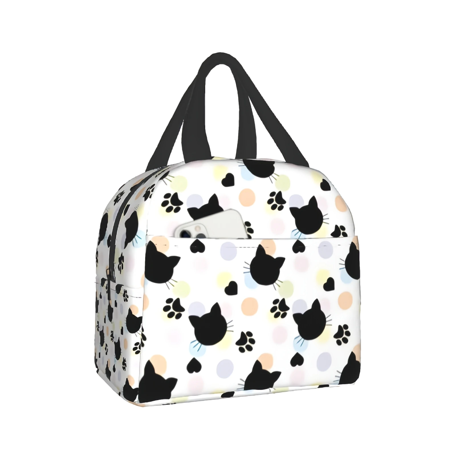 

Сумка для ланча с мультяшным котом, Женский Ланч-бокс с милыми лапами для домашних животных, Изолированная многоразовая портативная дорожн...