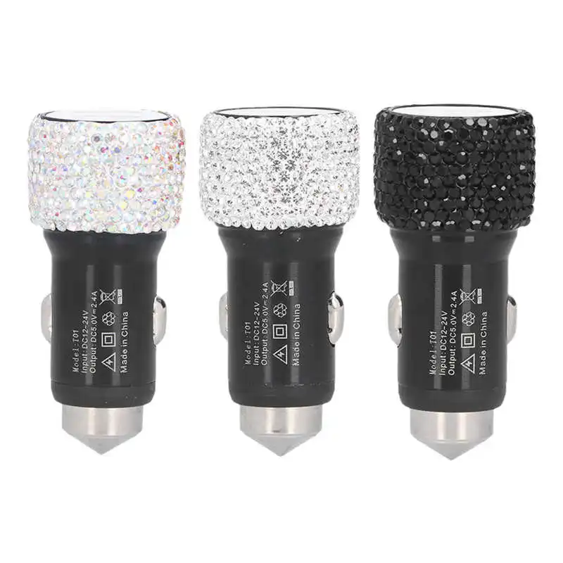 

Bling USB Car Charger USB Charging Car Adapter Sparkling Stylish Car Interior Accessory Rhinestone Decoration 5V for All Cars