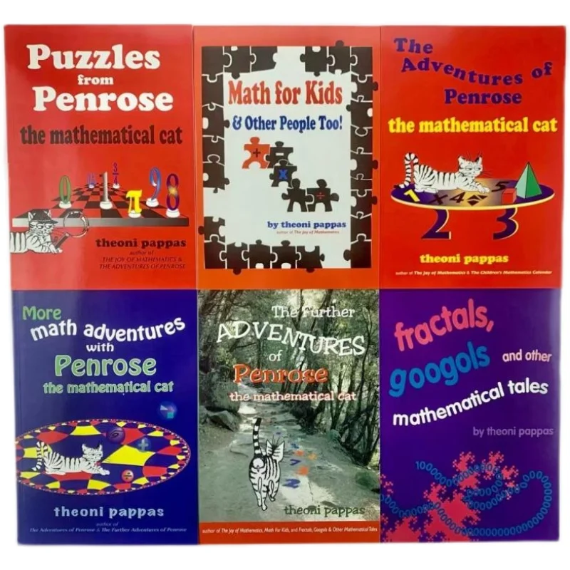 6PCS/Set Penrose The Mathematical Cat Puzzles Math Adventures English Textbook Children Funny Learning Education Book