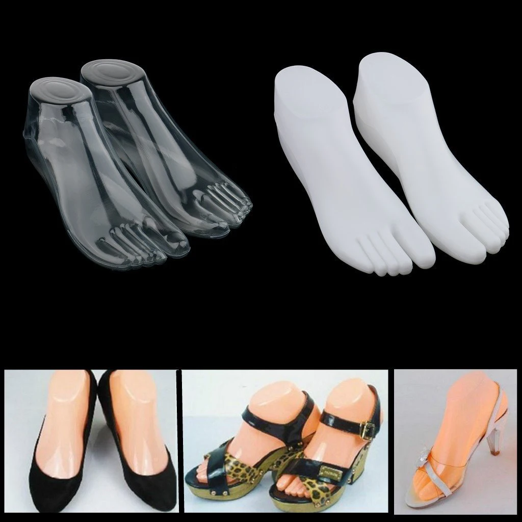 1Pair Female Feet Mannequin Thong Style Foot Model for Sandal Shoe Sock Jewelries Display - Clear images - 6