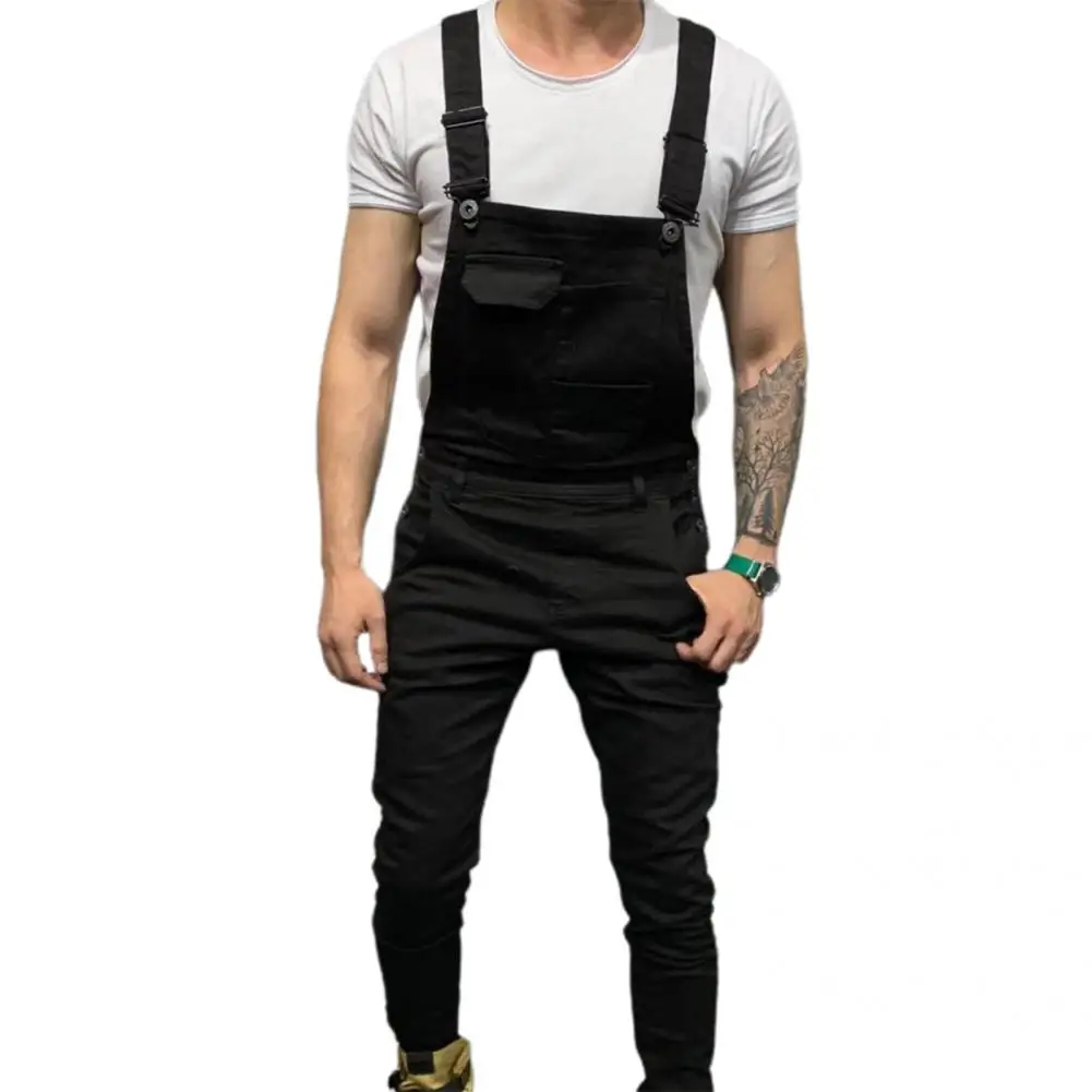 

Slim Sleeveless Plus Size Men Solid color Men's Jumpsuits Hi Street Multi Pocket Bib Overalls for Man Suspender Pants Trousers M