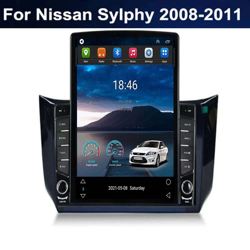 

For Tesla Style 2 Din Android 12 Car Radio for Nissan Sylphy 2008- 10 2011 Multimedia Video Player GPS Stereo RDS Carplay Camera