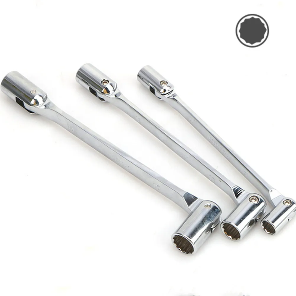 

8-19mm Double Head Socket Wrench 12 Point Spline Socket 180° Flexible Head Folding Spanner Nut Driver Hand Auto Repair Tool