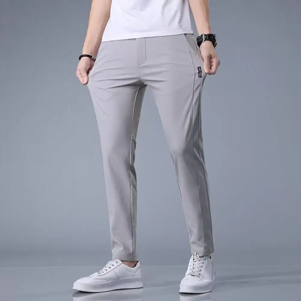 

Stylish Men Summer Pants Solid Color Breathable Anti-wrinkle Men Summer Pants Slim Fit Men Summer Trousers Men Garment