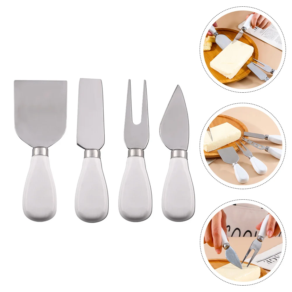 

4Pcs Portable Ceramic Handle Cheese Cutter Stainless Steel Household Butter Cutters