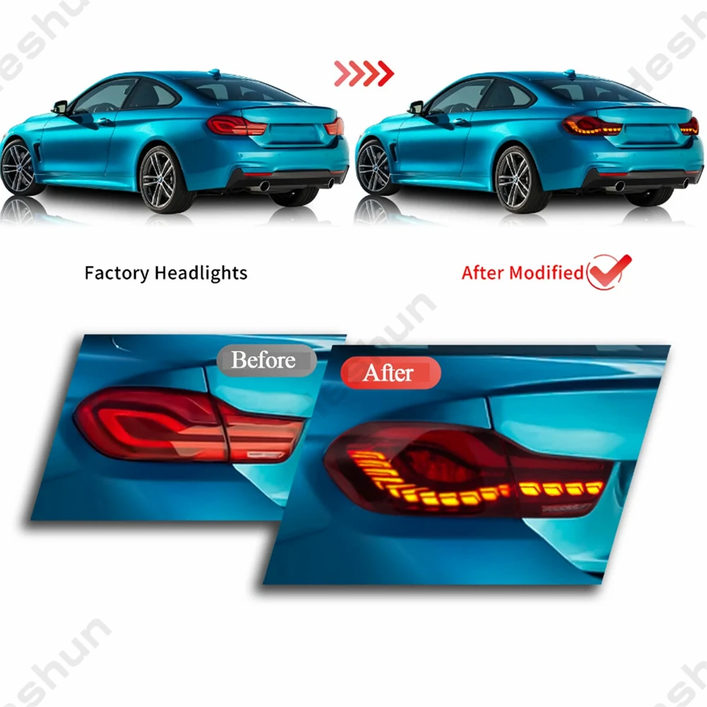 Фото Пара светодиодных задних фонарей для BMW M4 420i 428i 430i 435i 440i 4 серии F32 F82 F33 F83 2014-2020 Задний фонарь OLED Задний указатель поворота №2
