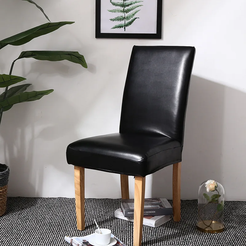 

Pu Leather Waterproof Chair Cover Spandex Elastic Chair Slipcover Case Stretch Seat Cover for Wedding Hotel Banquet Living Room