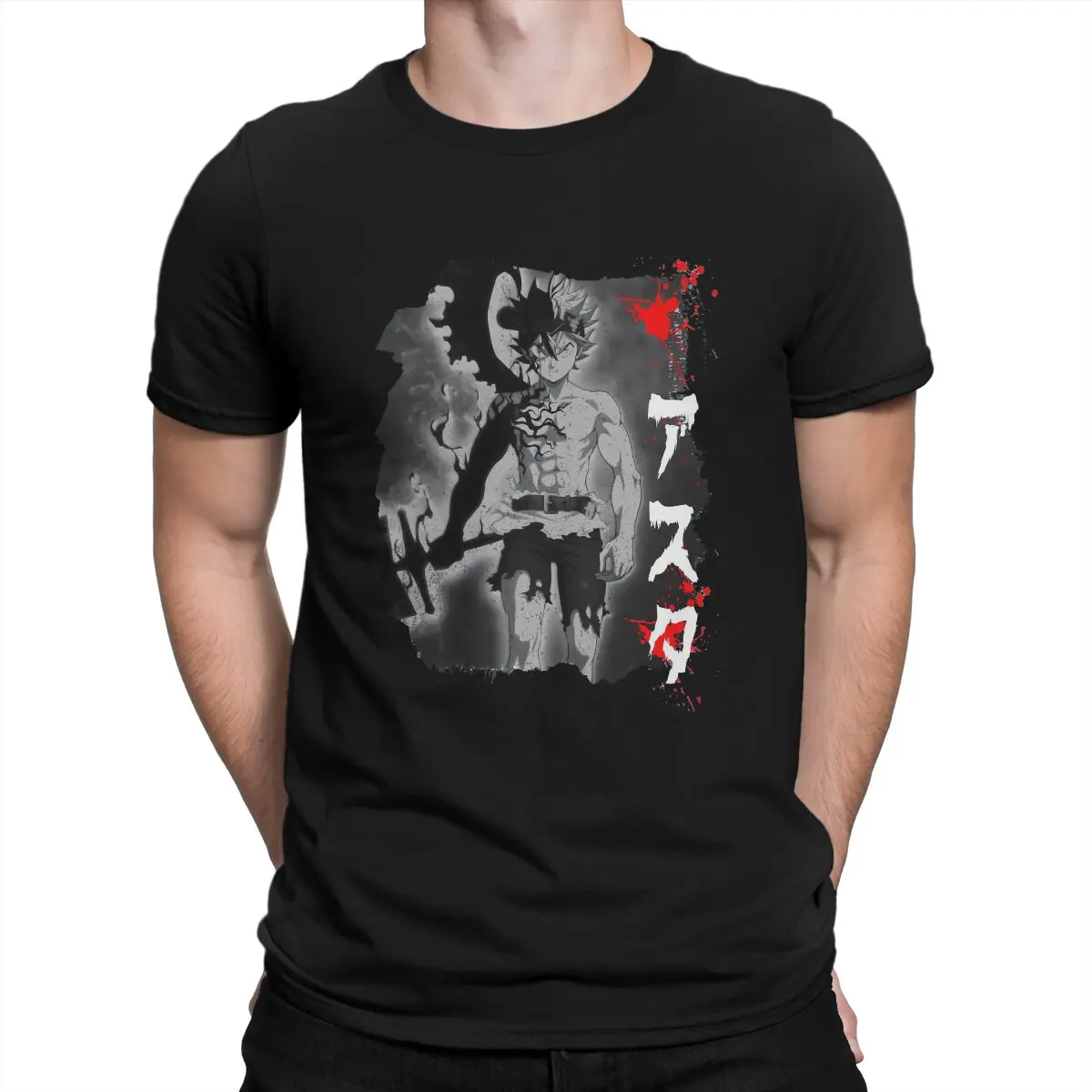 

Black Clover Anime Newest TShirt for Men Asta Black Bull Round Neck Pure Cotton T Shirt Distinctive Gift Clothes Tops