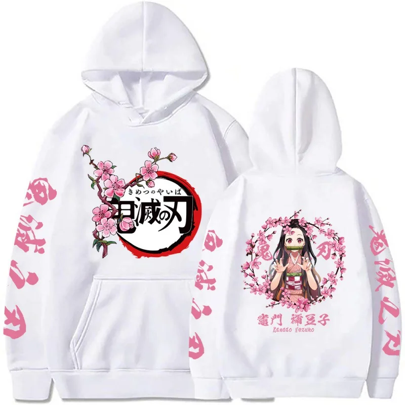 

90s Demon Slayer Hoodies Anime Kamado Nezuko Printing Fashion Hooded Sweatshirt Kimetsu No Yaiba Streetswear Pullovers Sudadera