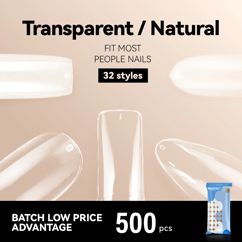 

Navolution White/Clear Full/Half Cover Acrylic Ballet Coffin French Long/Short False Nail Tips Manicure Tool Press On Nails