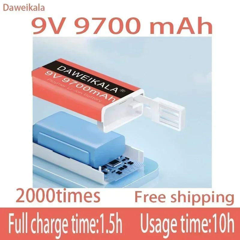 Новая аккумуляторная литий-ионная батарея 9 В 9900 мАч Micro USB литиевая для