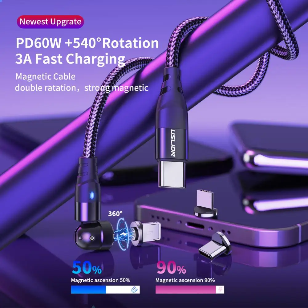 

Support 3a Charging Type C Cable Data Transmission Magnetic Usb Cable 60w For Iphone Huawei Xiaomi Phone Wire Cord Quick Charge