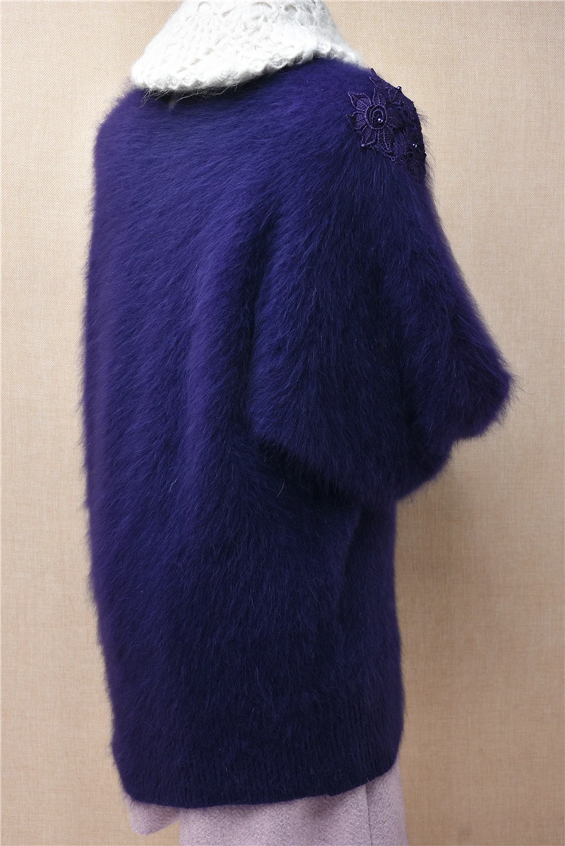 Женская осенне-зимняя одежда винтажная вышивка бисер волосатый ангорский кролик