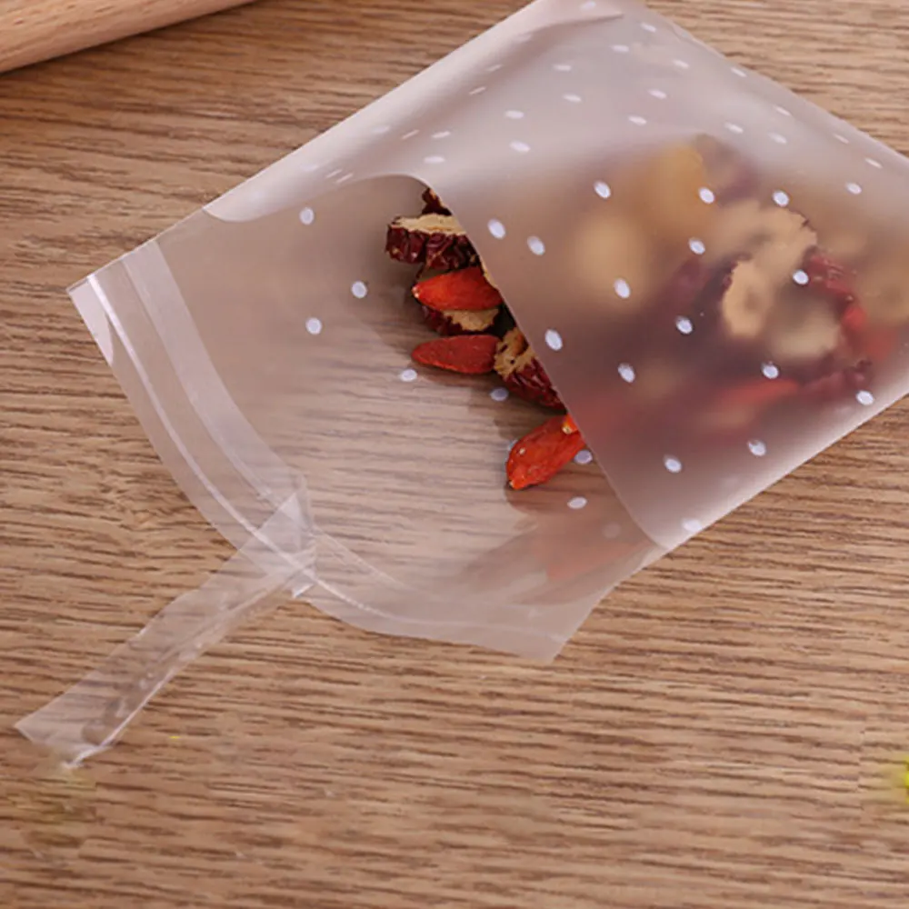 100 шт. пластиковые прозрачные пакеты в горошек