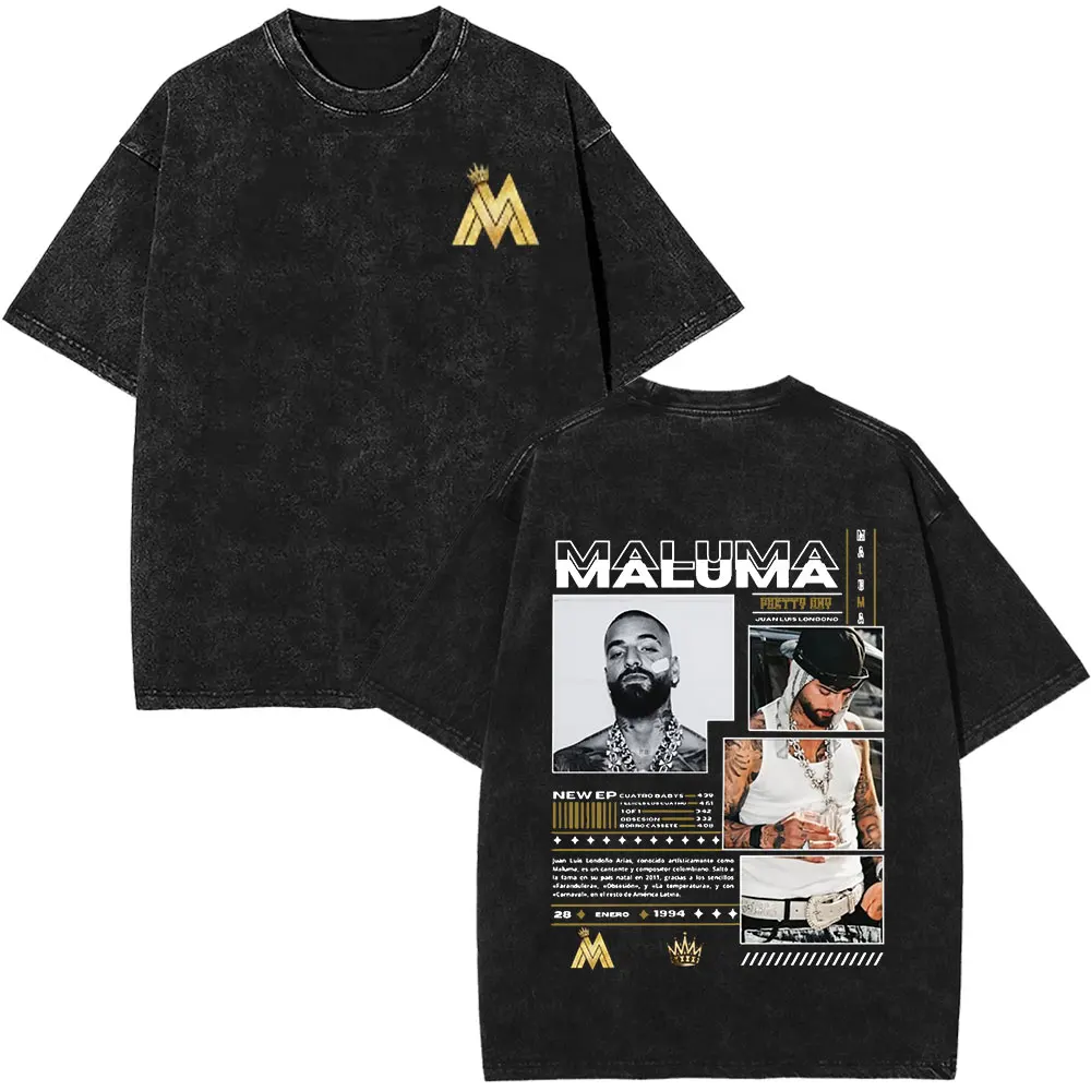 Винтажная стираная футболка Maluma Album Tour 2025 для мужчин и женщин модная в стиле