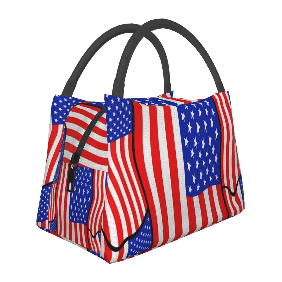 

4th Of July American Lunch Bag Flags Aesthetic Lunch Box Outdoor Picnic Convenient Thermal Lunch Bags Oxford Print Cooler Bag