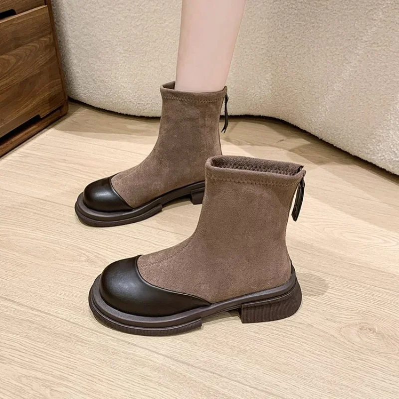 Женские вязаные ботильоны модные утягивающие короткие без шнуровки осень-зима